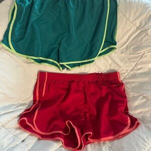 Women's Athletic Shorts - Red and Green